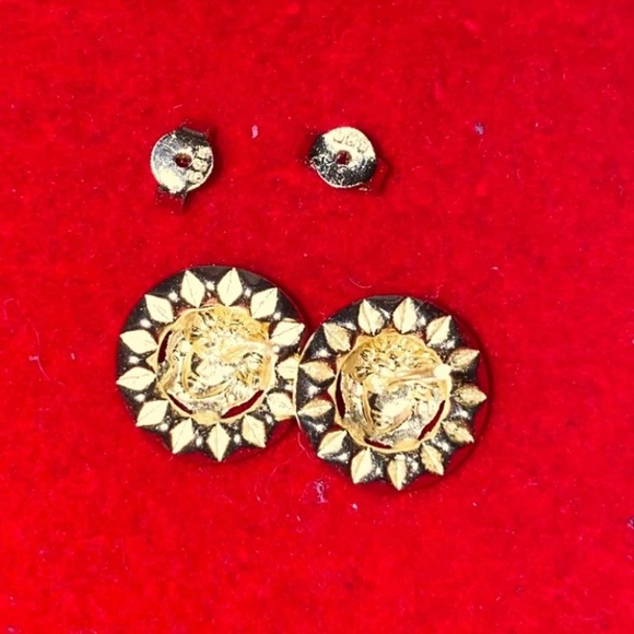 Versace Medusa head Circle cubic zirconia diamonds real 14k gold - Picture 4 of 7